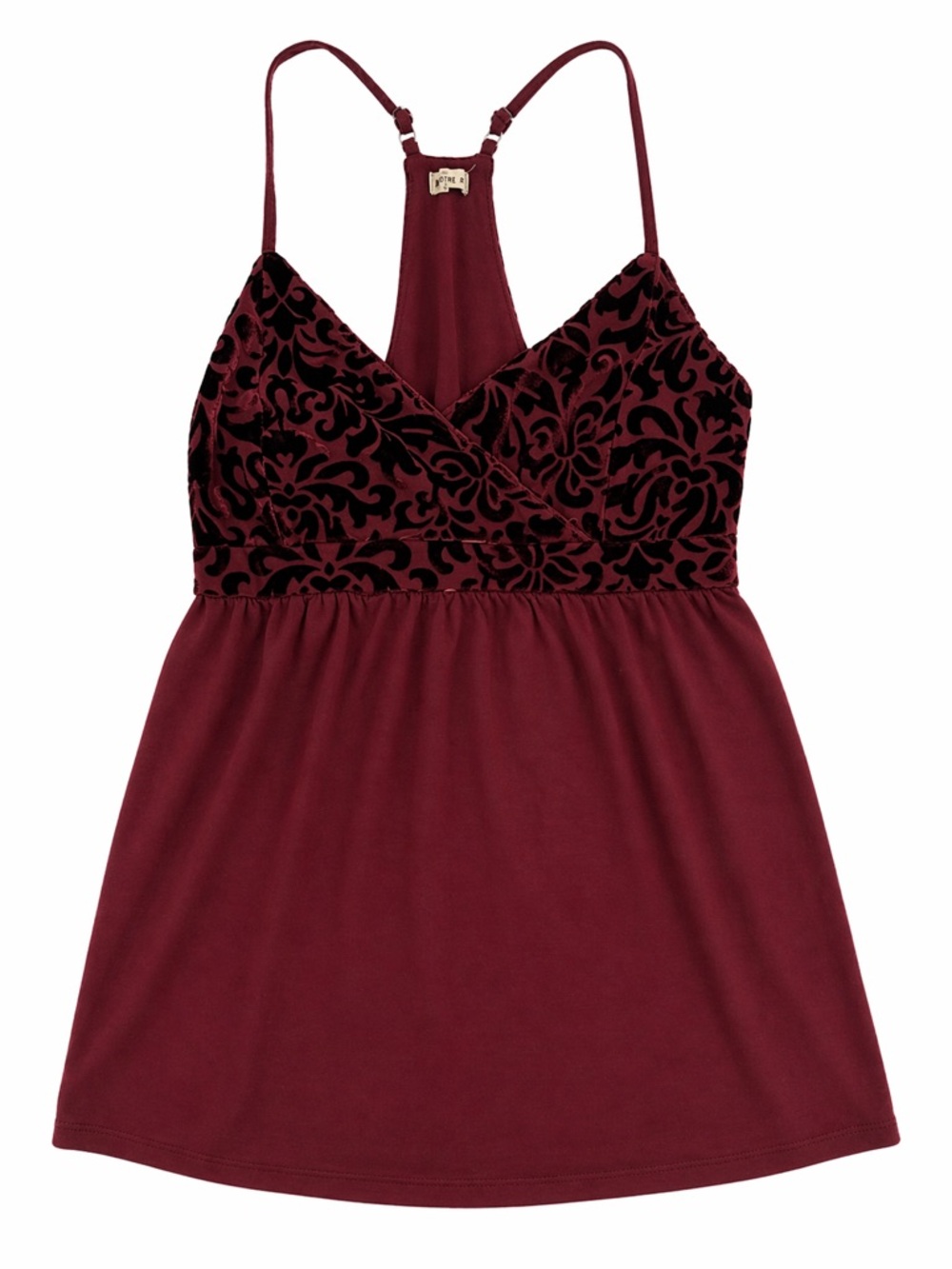 Hollister Spaghetti Strap Tank Top Small Burgundy Racerback Velvet Detail Flowy